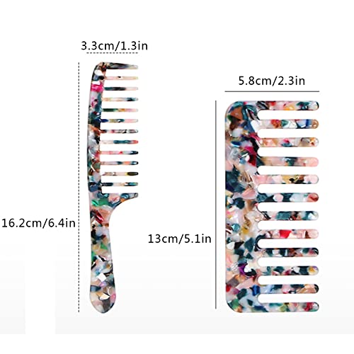 Wide Tooth Tortoise Comb for Detangling Hair (2 Pcs)