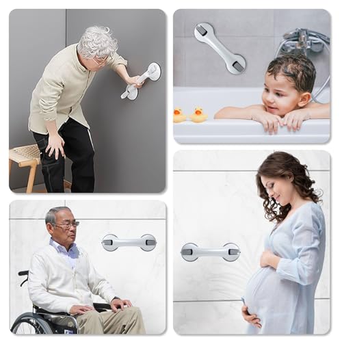 Elderly Support Bars - 12 Inch Suction Shower Handles (2 Pack)