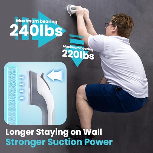 TAILI 12 Inch Grey Suction Shower Grab Bar, 2 Pack for Elderly Bathroom Safety