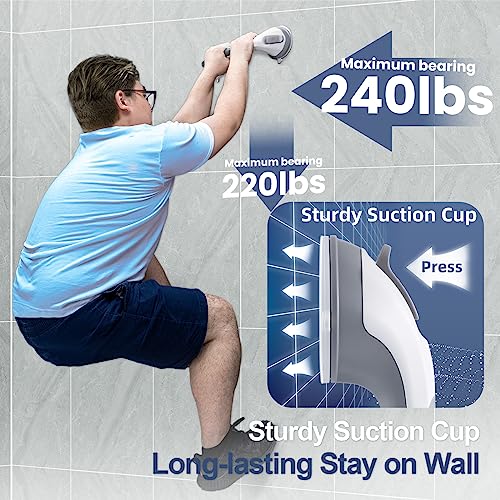 2 Pack Suction Cup Safety Handrail for Seniors Shower Grab Bar